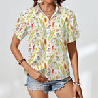 Tropical Surf Women's Collared Pocketless Short Sleeve Shirt
