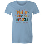 Merry Christmas And Happy New Year - Womens T-shirt Carolina Blue Womens Christmas T-shirt Christmas Printed In Australia