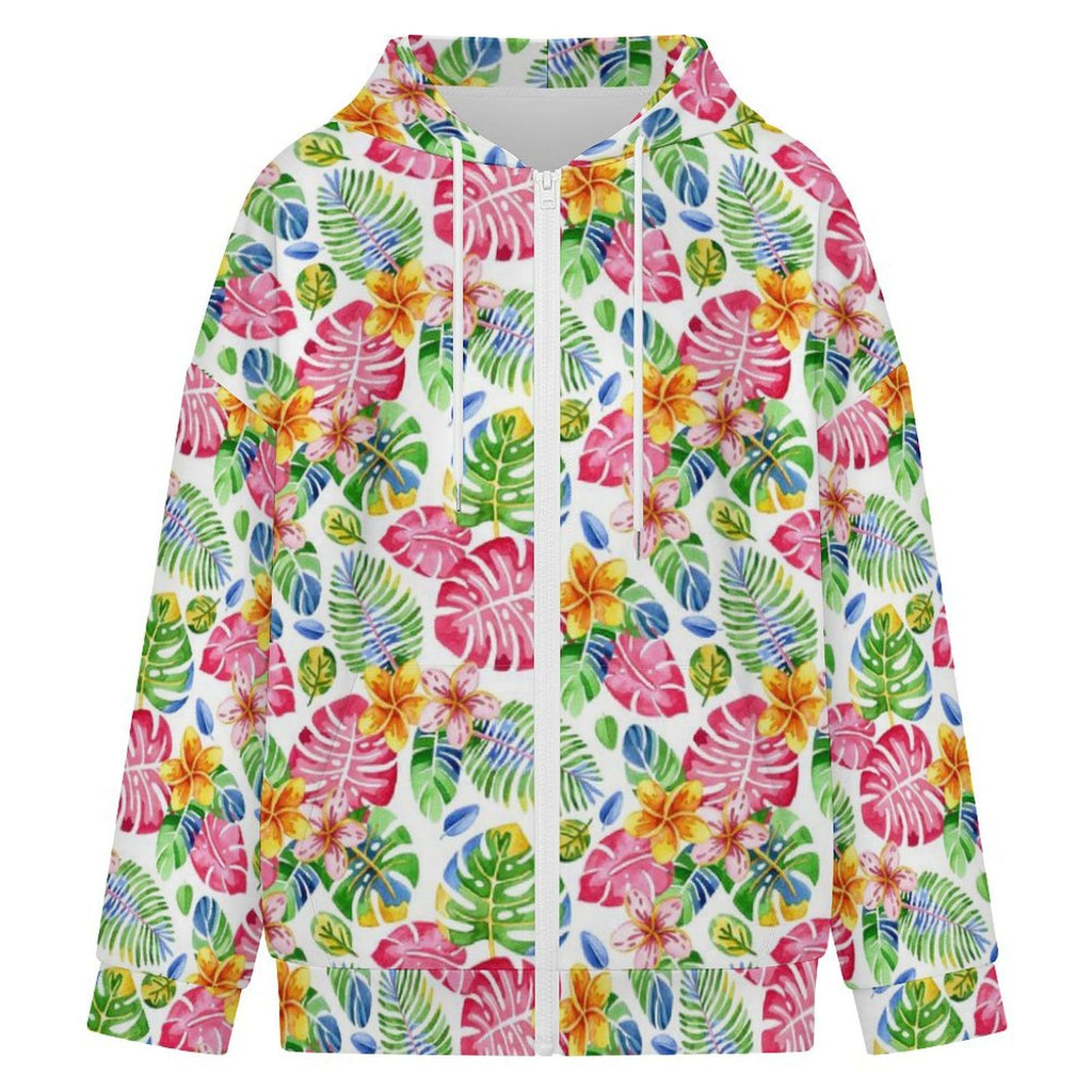 Bright Painted Topical Women's Full-Zip Hoodie
