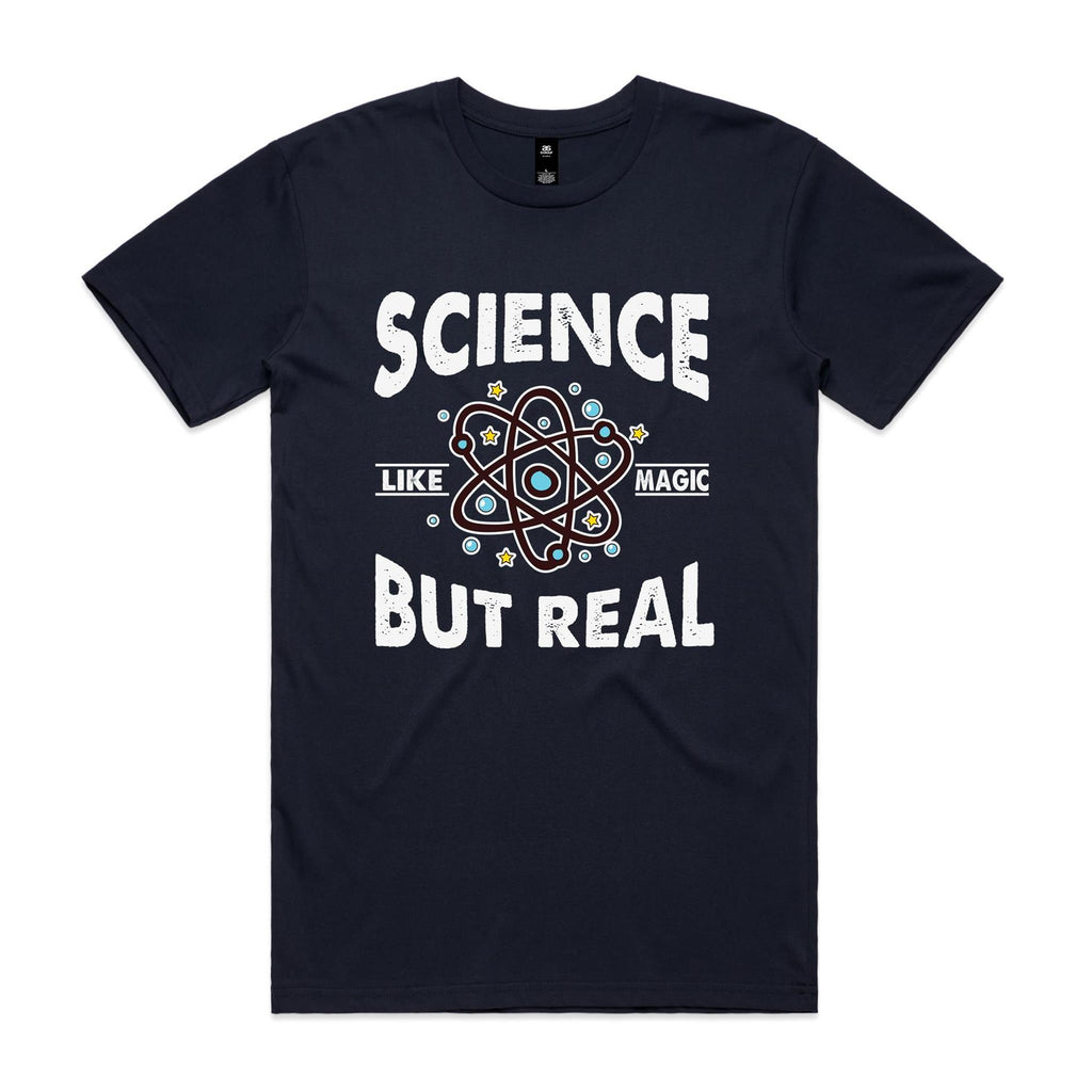 Science, It's Like Magic But Real Men's AS Colour T-shirt Navy Mens T-shirt Printed In Australia Science