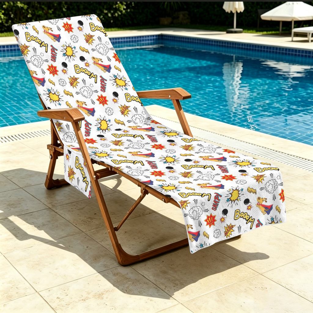 Super Dog Beach Chair Towel Cover with Side Pockets