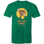 Take Your Time, Have A Coffee - Mens T-Shirt Kelly Green Mens T-shirt Coffee Printed In Australia
