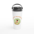 Stay Magical - White 15oz Stainless Steel Travel Mug Travel Mug Coffee Globally Fulfilled magic
