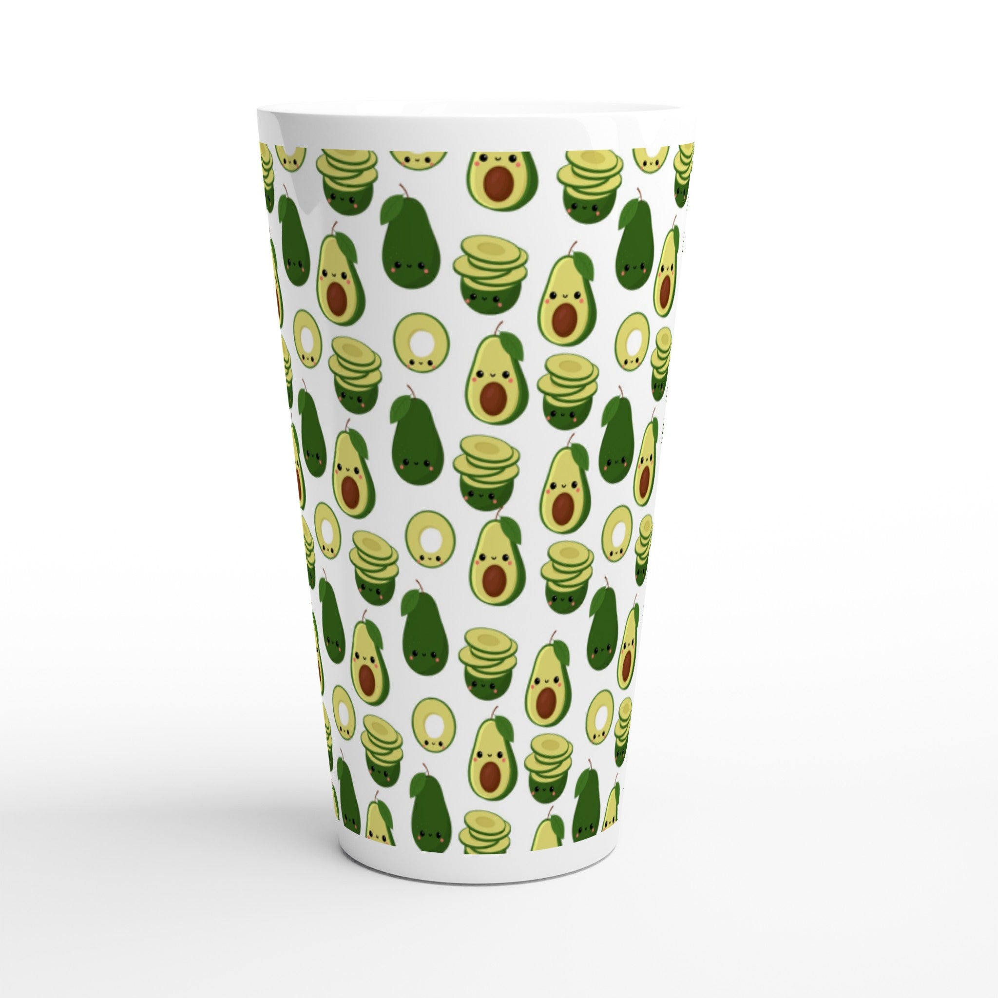 Cute Avocados - White Latte 17oz Ceramic Mug Latte Mug food Globally Fulfilled