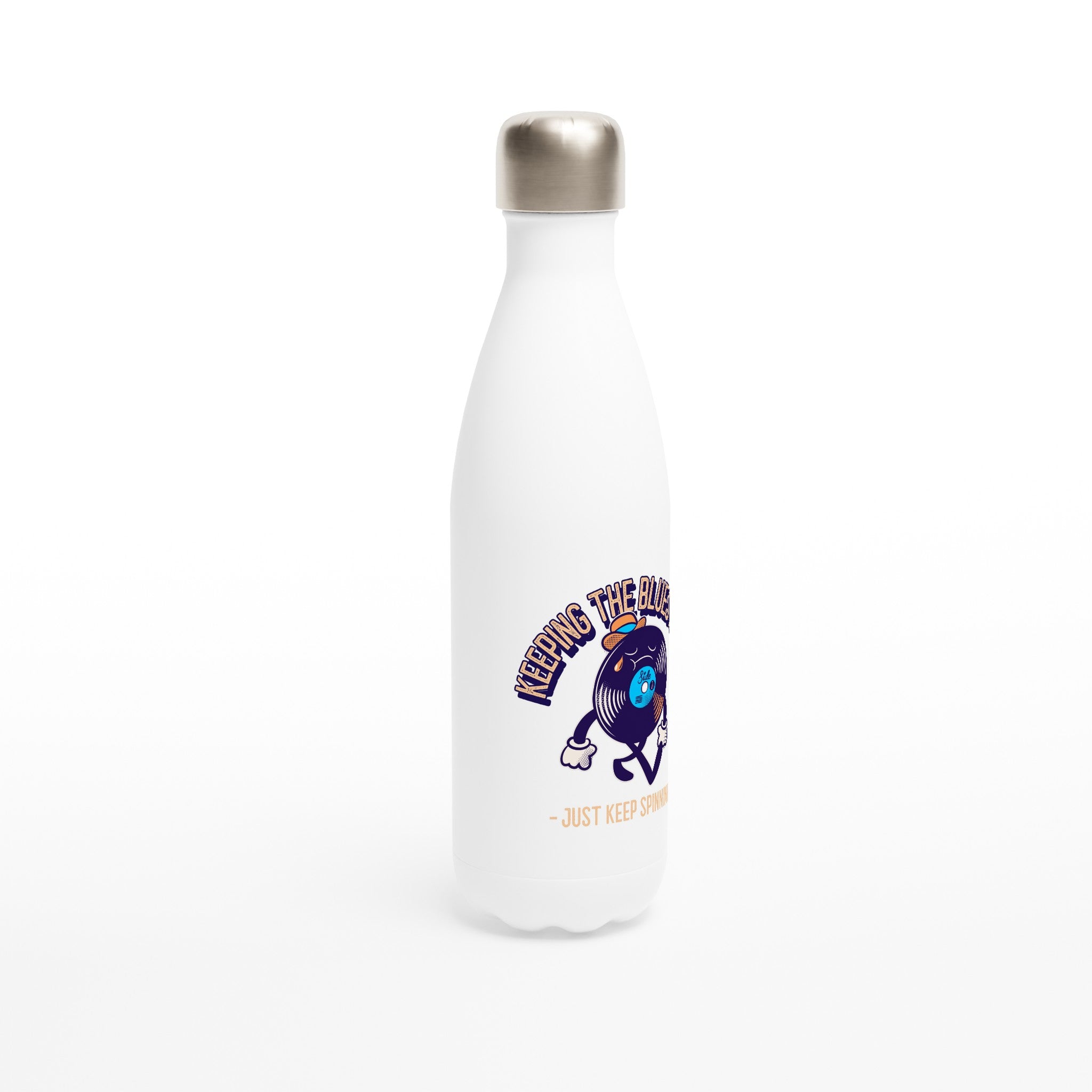 Keeping The Blues Alive - White 17oz Stainless Steel Water Bottle White Water Bottle Globally Fulfilled Music