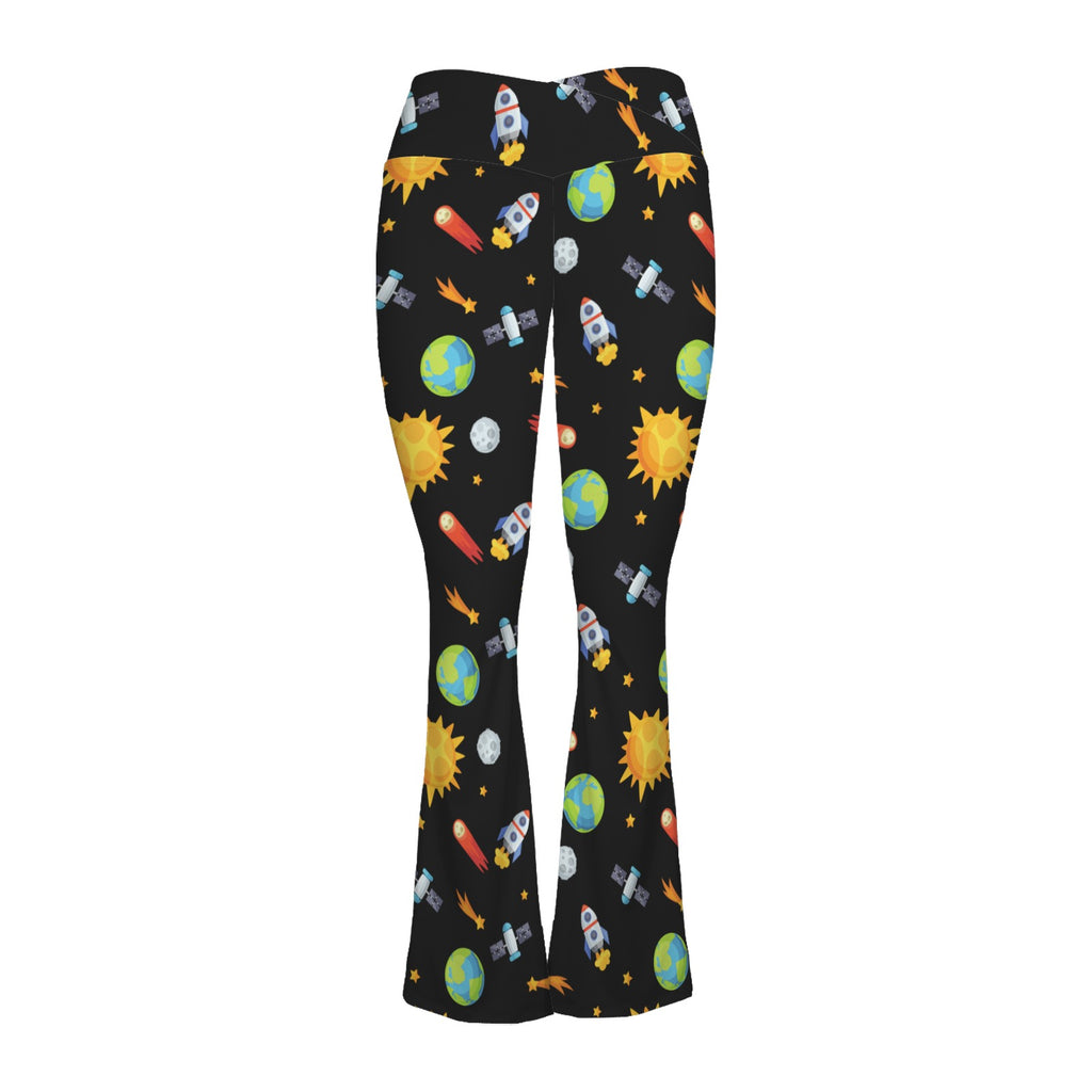 Busy Space High Waist Crossover Tummy Control Flare Leggings High Waist Flare Leggings Printed Offshore Space