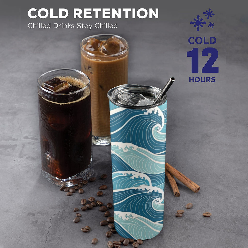 Ocean Waves - 20oz Tall Skinny Tumbler with Lid and Straw