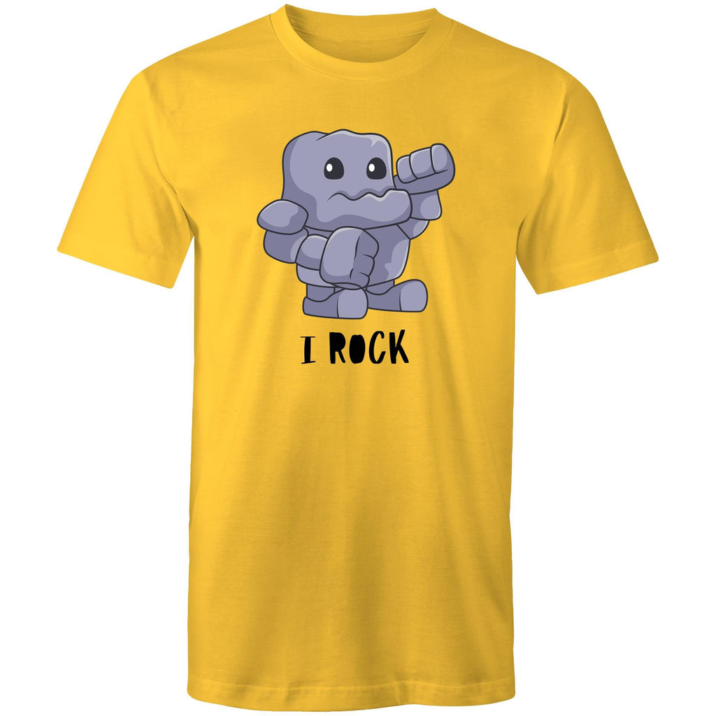 I Rock - Mens T-Shirt Yellow Mens T-shirt Music Printed In Australia