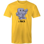 I Rock - Mens T-Shirt Yellow Mens T-shirt Music Printed In Australia