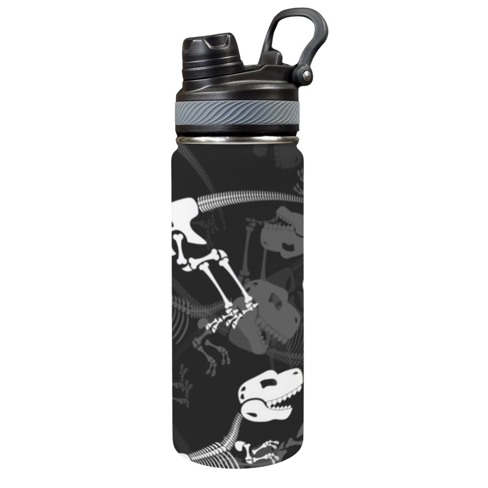 Dinosaur Skeleton - Insulated Water Bottle with Dual-Use Lid (18oz) One Size Insulated Water Bottle with Dual-Use Lid (18oz) Printed Offshore