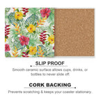 Tropical Flowers Ceramic Coasters (Square) Ceramic Coasters Plants Printed Offshore