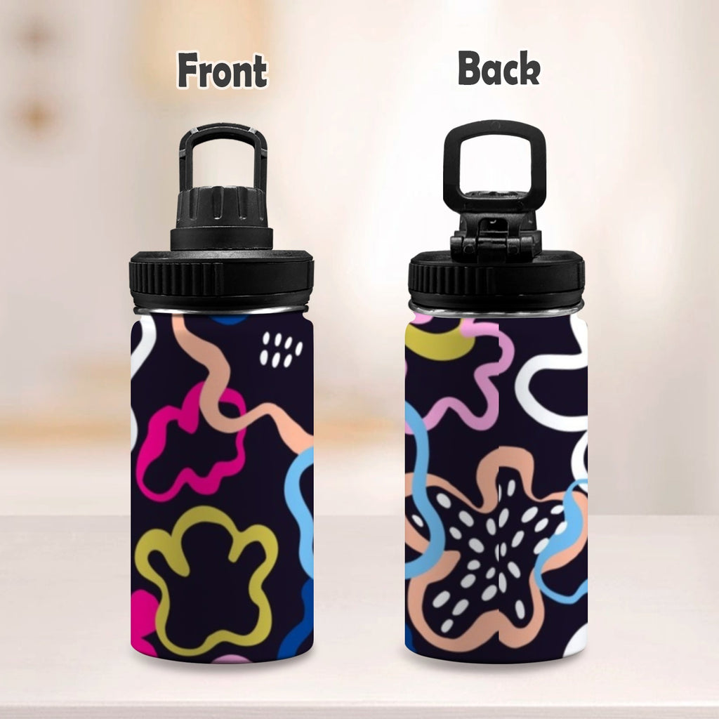 Floral In The Abstract - Kids Water Bottle with Chug Lid (12 oz)