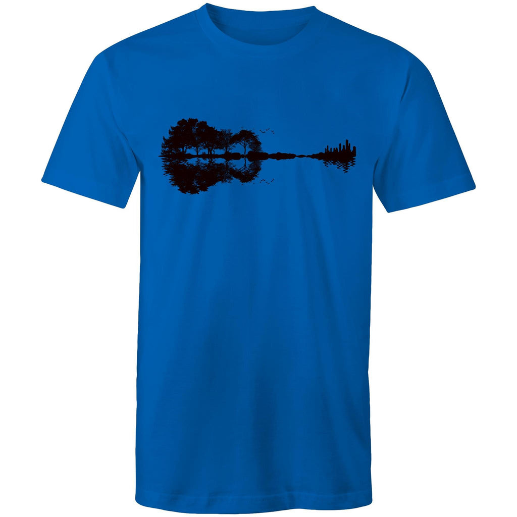Guitar Reflection - Mens T-Shirt Bright Royal Mens T-shirt Music Printed In Australia