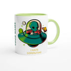 Personalise - Alien Commute, UFO - White 11oz Ceramic Mug Personalised Mug customise Globally Fulfilled personalise Sci Fi