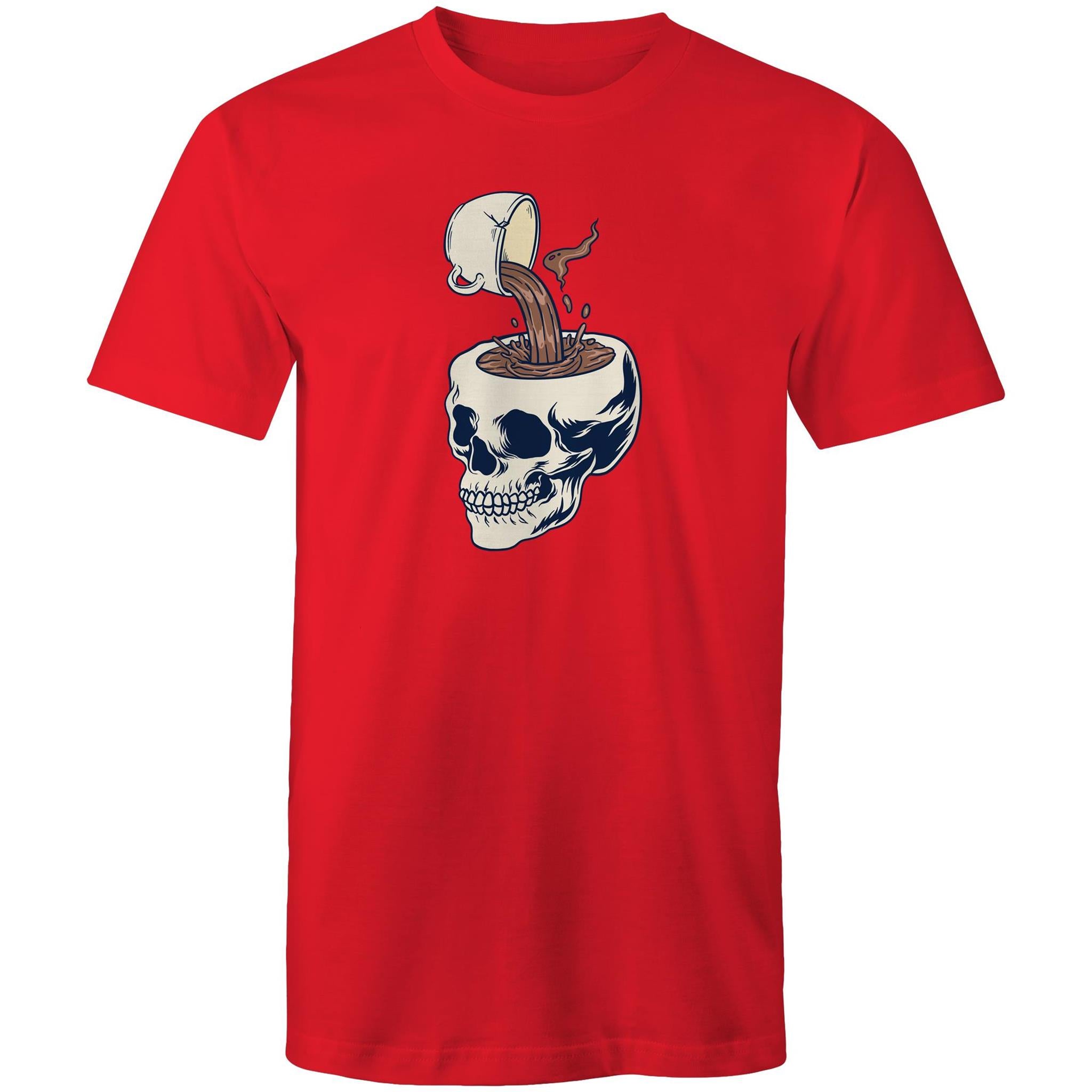 Coffee Skull - Mens T-Shirt Red Mens T-shirt Coffee Printed In Australia