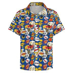 Comic Book Blue Women's Short-Sleeve Button Up Shirt Women's Short-Sleeve Button Up Shirt comic Printed Offshore