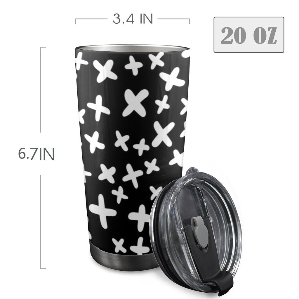 Black And White X's - 20oz Mobile Tumbler with Lid (Black Lock)
