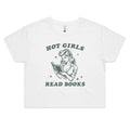 Hot Girls Read Books Women's AS Colour Crop Tee White Printed In Australia Reading