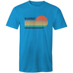 Retro Sunset - Mens T-Shirt Arctic Blue Mens T-shirt Printed In Australia Retro