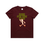 Here For The Food - Kids Youth T-shirt Burgundy Kids T-shirt Food Printed In Australia
