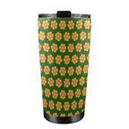 Yellow Flowers On Green 20oz Mobile Tumbler with Lid (Black Lock) 20oz Travel Mug Plants Printed Offshore