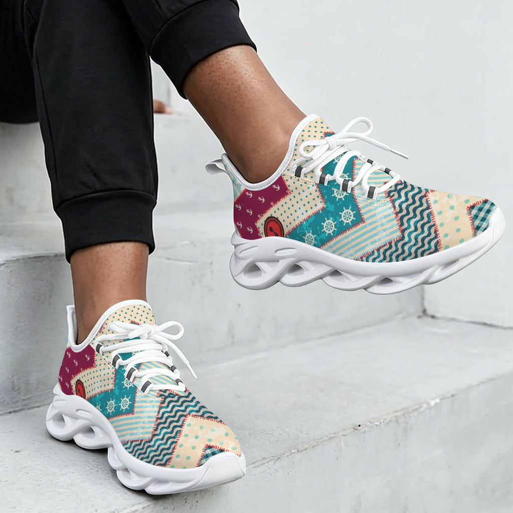 Nautical Patchwork Women's Twisted Sole Sneakers