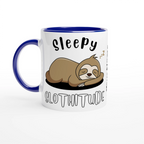 Personalise - Sloth, Sleepy Slothitude - White 11oz Ceramic Mug Ceramic Blue Personalised Mug animal customise Globally Fulfilled personalise