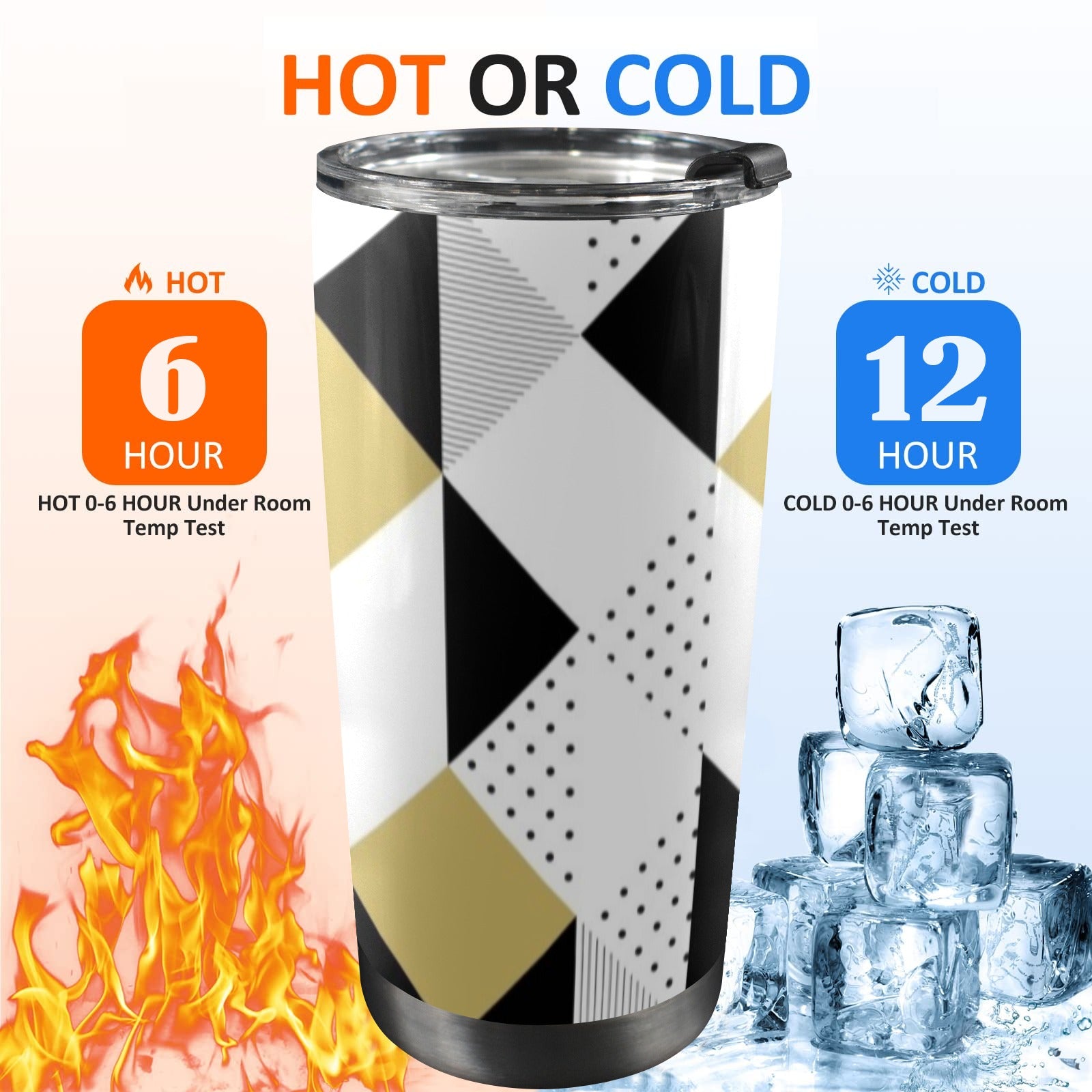 Triangles - 20oz Mobile Tumbler with Lid (Black Lock) 20oz Travel Mug Printed Offshore