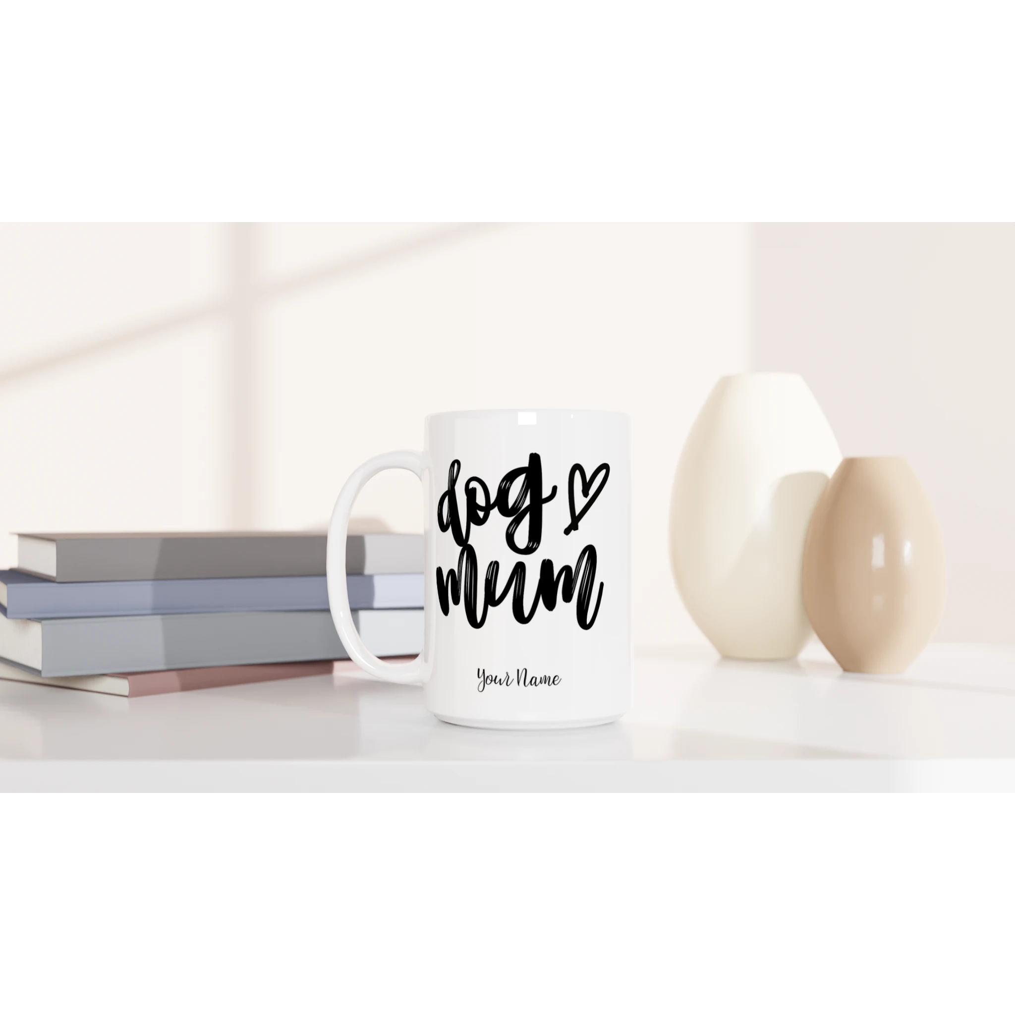 Personalise - Dog Mum - White 15oz Ceramic Mug Personalised 15oz Mug animal customise Globally Fulfilled Mum personalise
