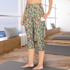 Mushroom Garden Women's High Waist Pocket Capri Yoga Leggings Women's High Waist Capri Yoga Leggings Plants Printed Offshore