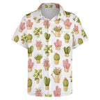 Cactus Plants And Flowers Women's Short-Sleeve Button Up Shirt Women's Short-Sleeve Button Up Shirt Plants Printed Offshore