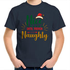 Nice Until Proven Naughty, Christmas - Kids Youth T-Shirt Navy Kids Christmas T-shirt Christmas Printed In Australia