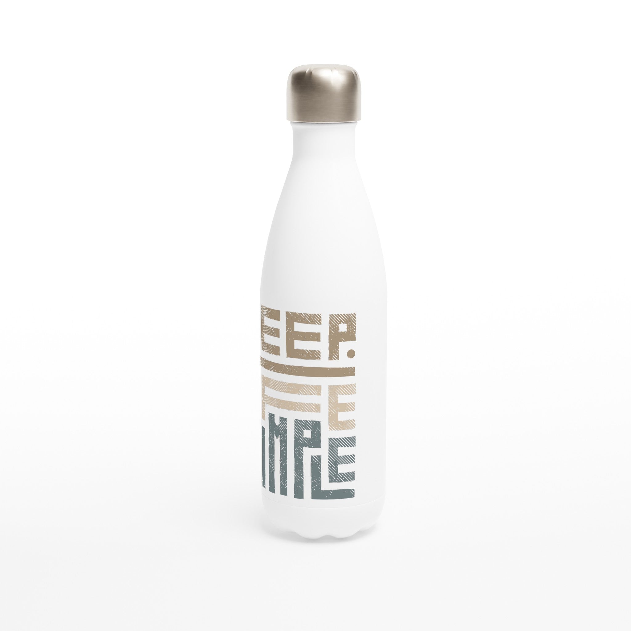 Keep Life Simple - White 17oz Stainless Steel Water Bottle White Water Bottle Globally Fulfilled Motivation