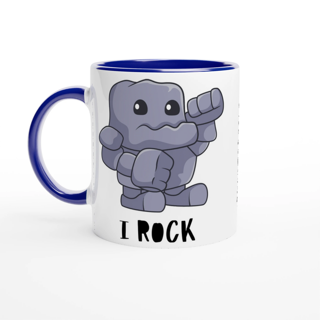 Pesonalise - I Rock - White 11oz Ceramic Mug Ceramic Blue Personalised Mug customise Globally Fulfilled Music personalise