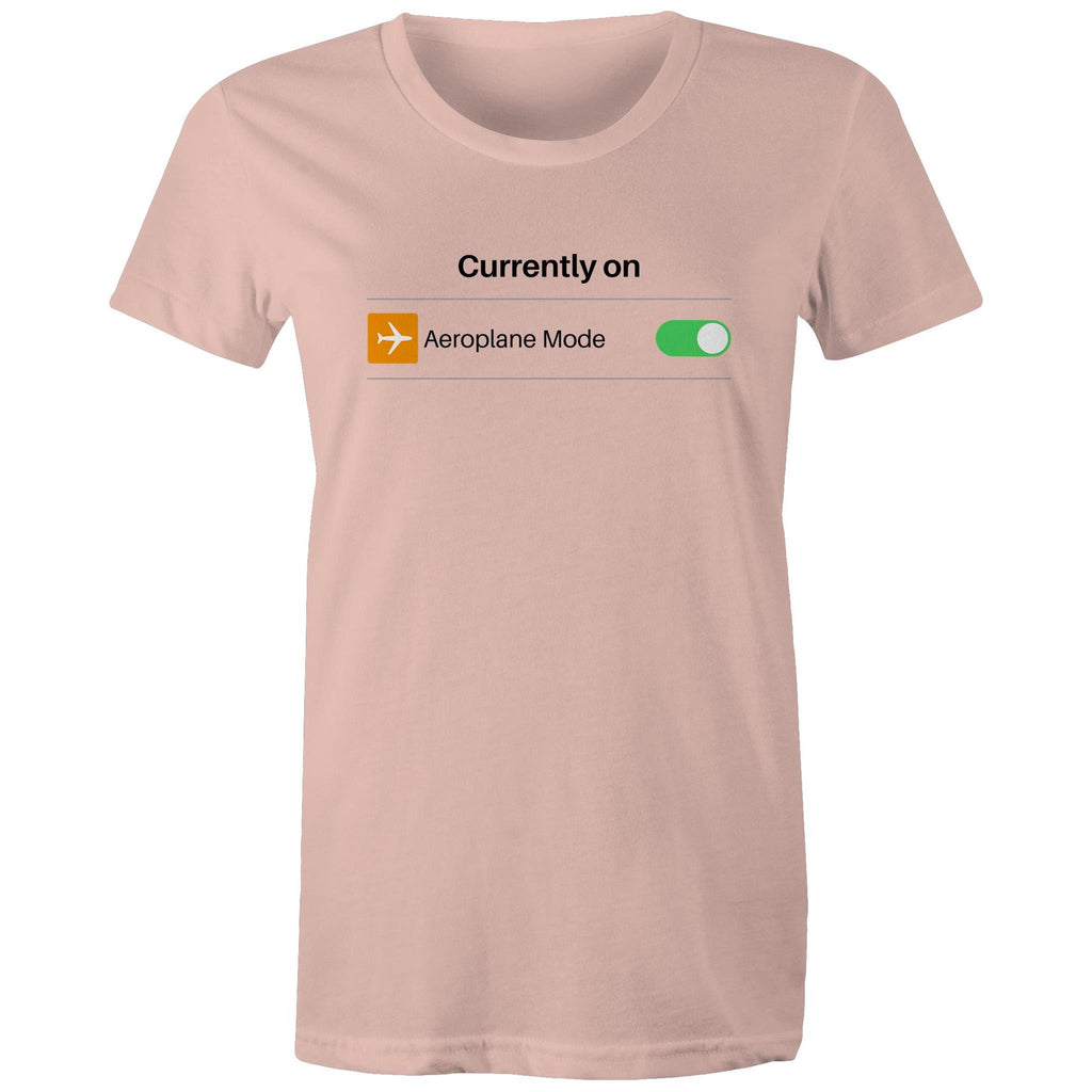 Currently On Aeroplane Mode - Womens T-shirt Pale Pink Womens T-shirt Printed In Australia Tech