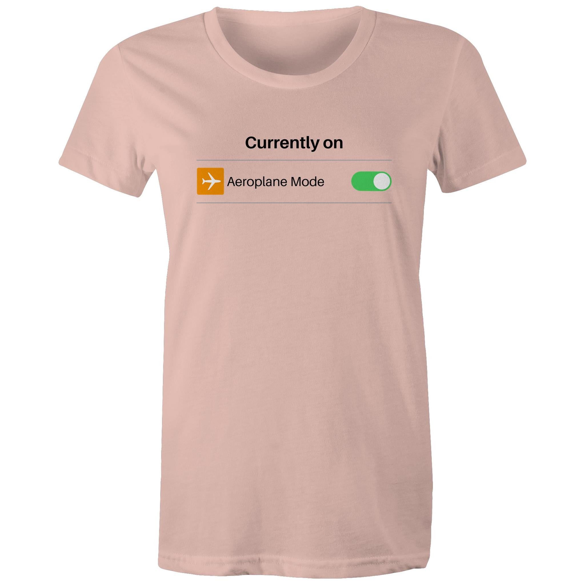 Currently On Aeroplane Mode - Womens T-shirt Pale Pink Womens T-shirt Printed In Australia Tech