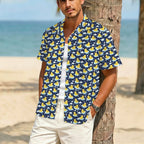 Rubber Ducks On Dark Men's Crinkle Hawaiian Shirt