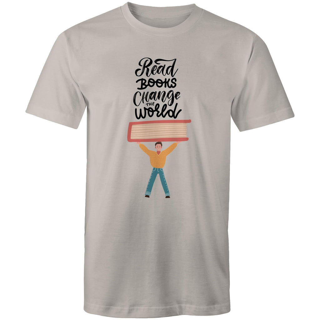 Read Books, Change The World - Mens T-Shirt Light Grey Mens T-shirt Printed In Australia Reading