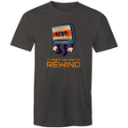 Cassette Tape, It Might Be Time To Rewind - Mens T-Shirt Charcoal Mens T-shirt Music Printed In Australia Retro