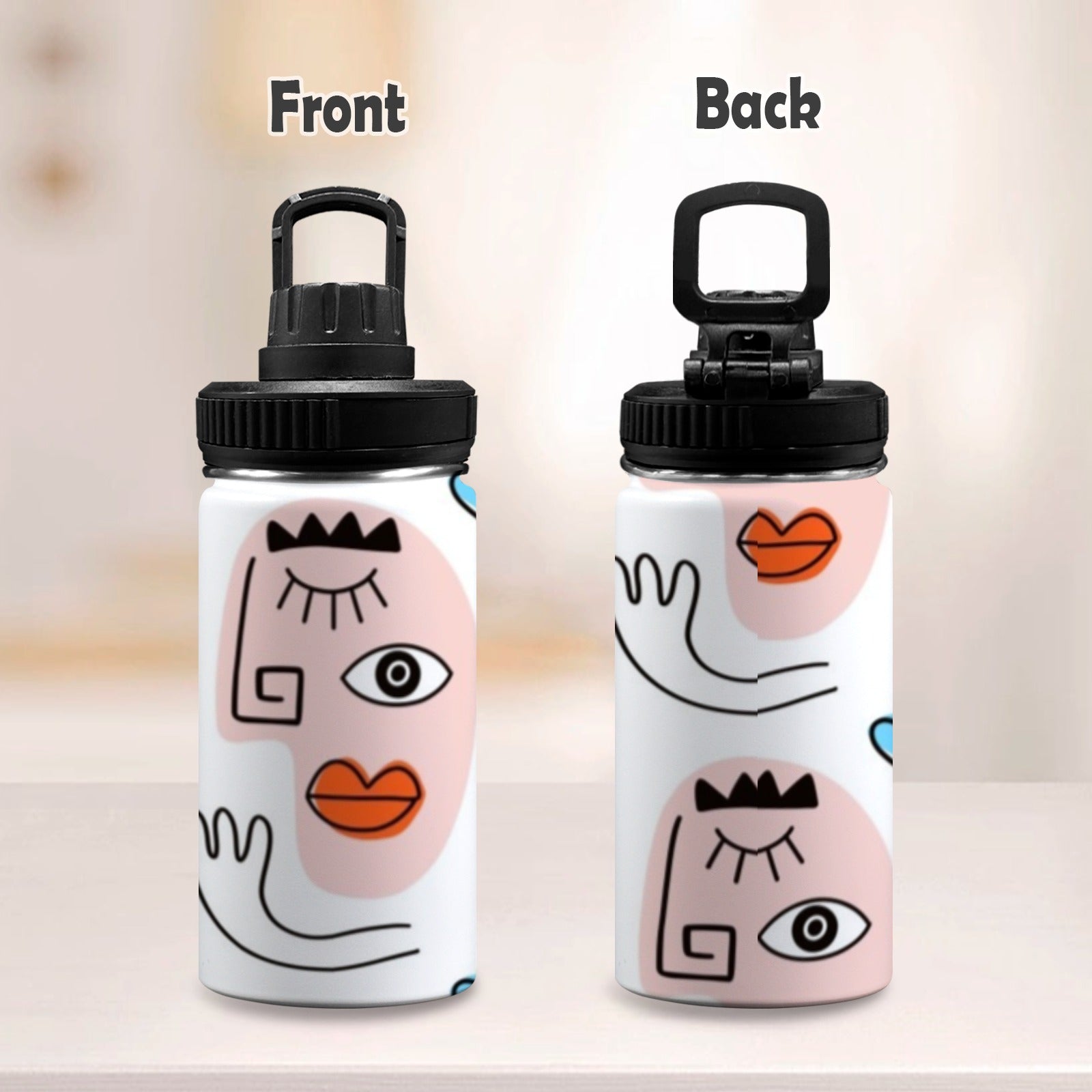 Faces Kids Water Bottle with Chug Lid (12 oz) Kids Water Bottle with Chug Lid Printed Offshore