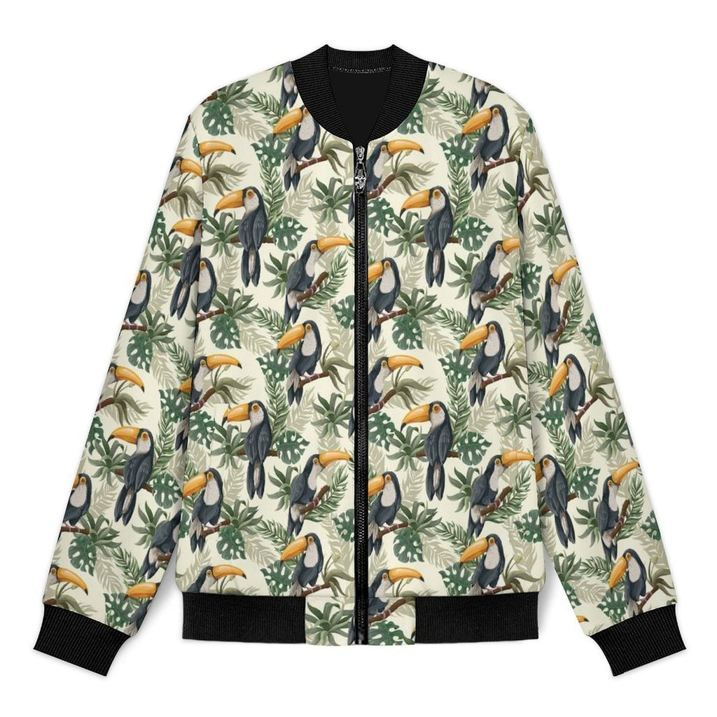 Toucan Jungle Men's Casual Zip‑Up Bomber Jacket