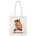 Just Be Cool, Capybara Parcel Canvas Tote Bag Default Title Small Tote Bag animal Printed In Australia