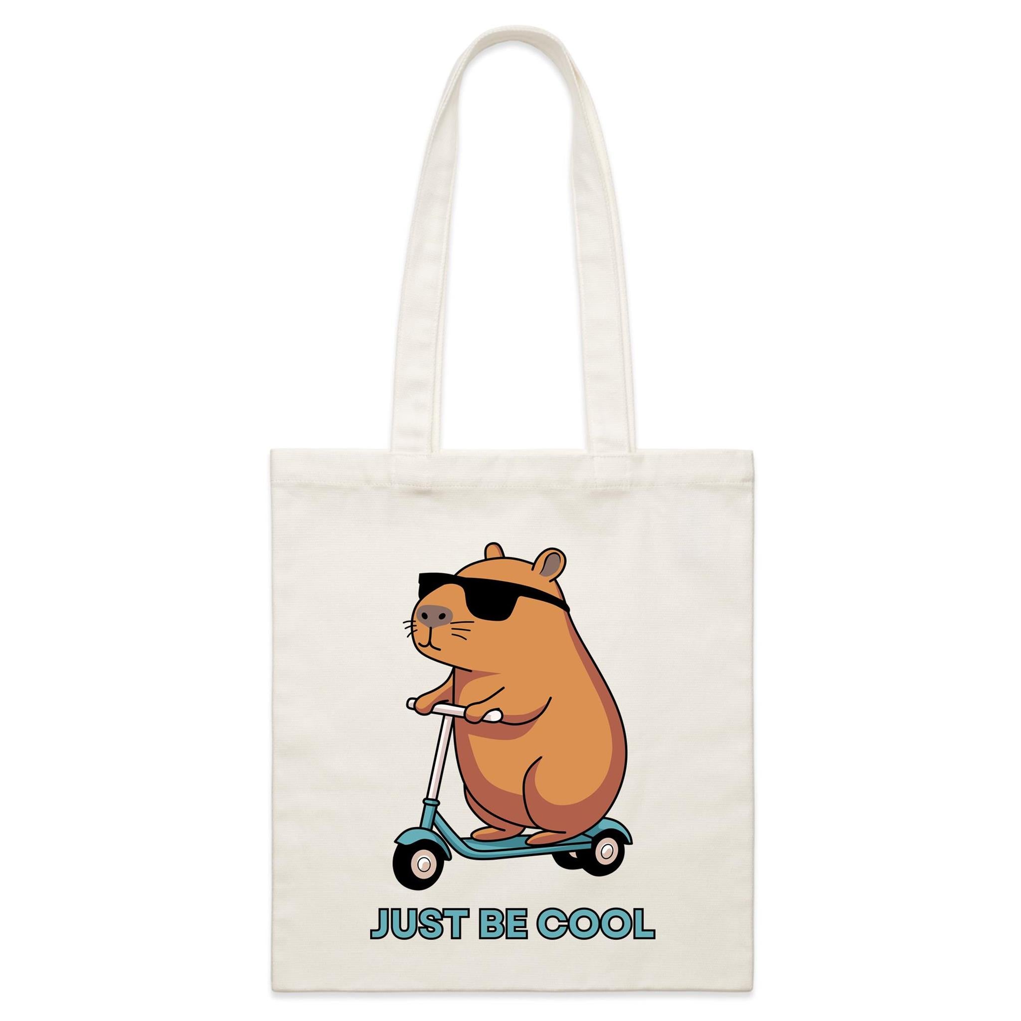 Just Be Cool, Capybara - Parcel Canvas Tote Bag Default Title Small Tote Bag animal Printed In Australia