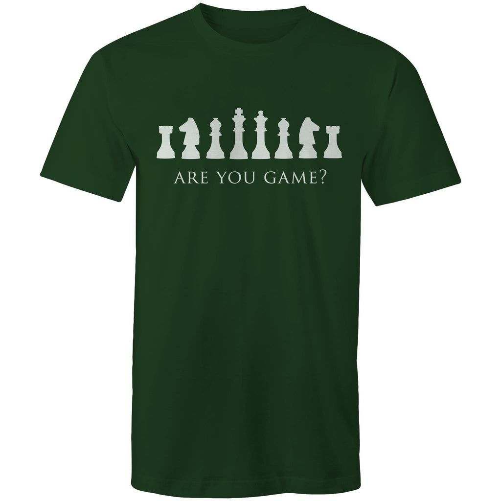 Are You Game, Chess - Mens T-Shirt Forest Green Mens T-shirt Chess Games Printed In Australia