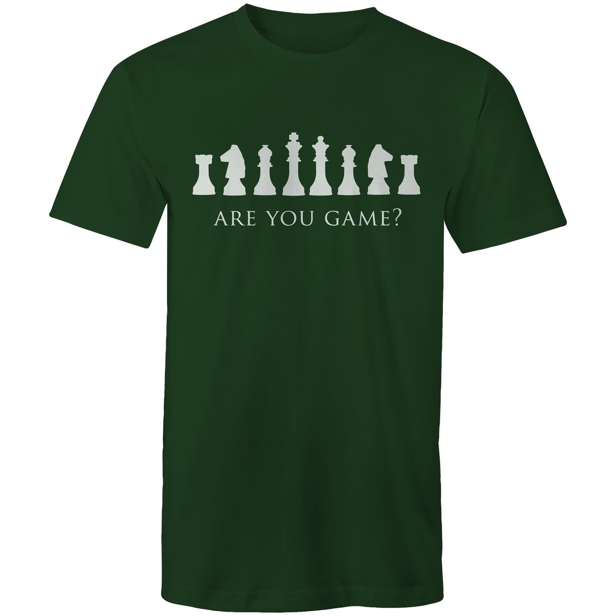 Are You Game, Chess - Mens T-Shirt Forest Green Mens T-shirt Chess Games Printed In Australia