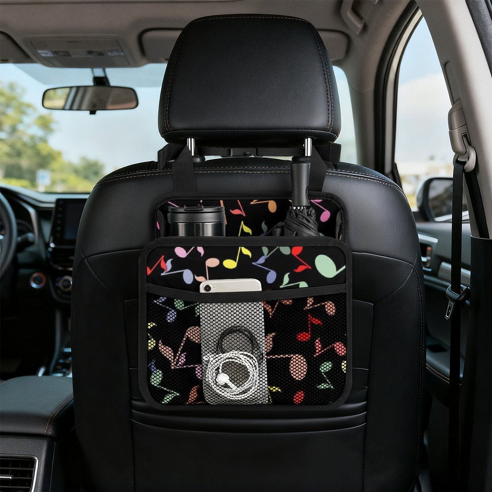 Colourful Music Notes Car Seat Back Organiser Car Seat Back Organiser Music Printed Offshore