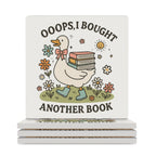 Oops, I Bought Another Book, Goose - Ceramic Coasters (Square) white Ceramic Coasters animal Printed Offshore Reading