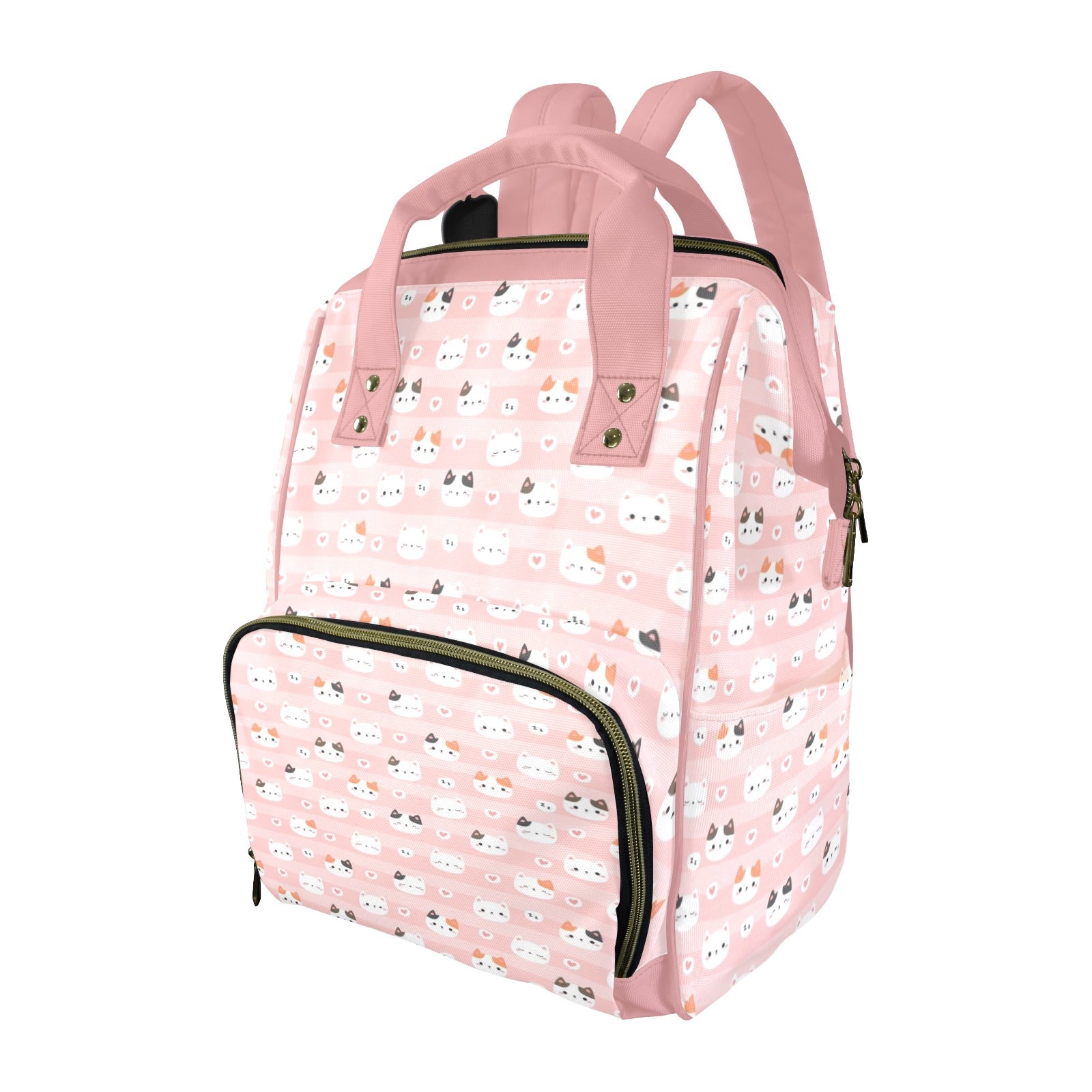 Pink Cats Multi-Function Backpack, Nappy / Diaper Bag One Size Multi-function Backpack, Nappy / Diaper Bag animal Printed Offshore