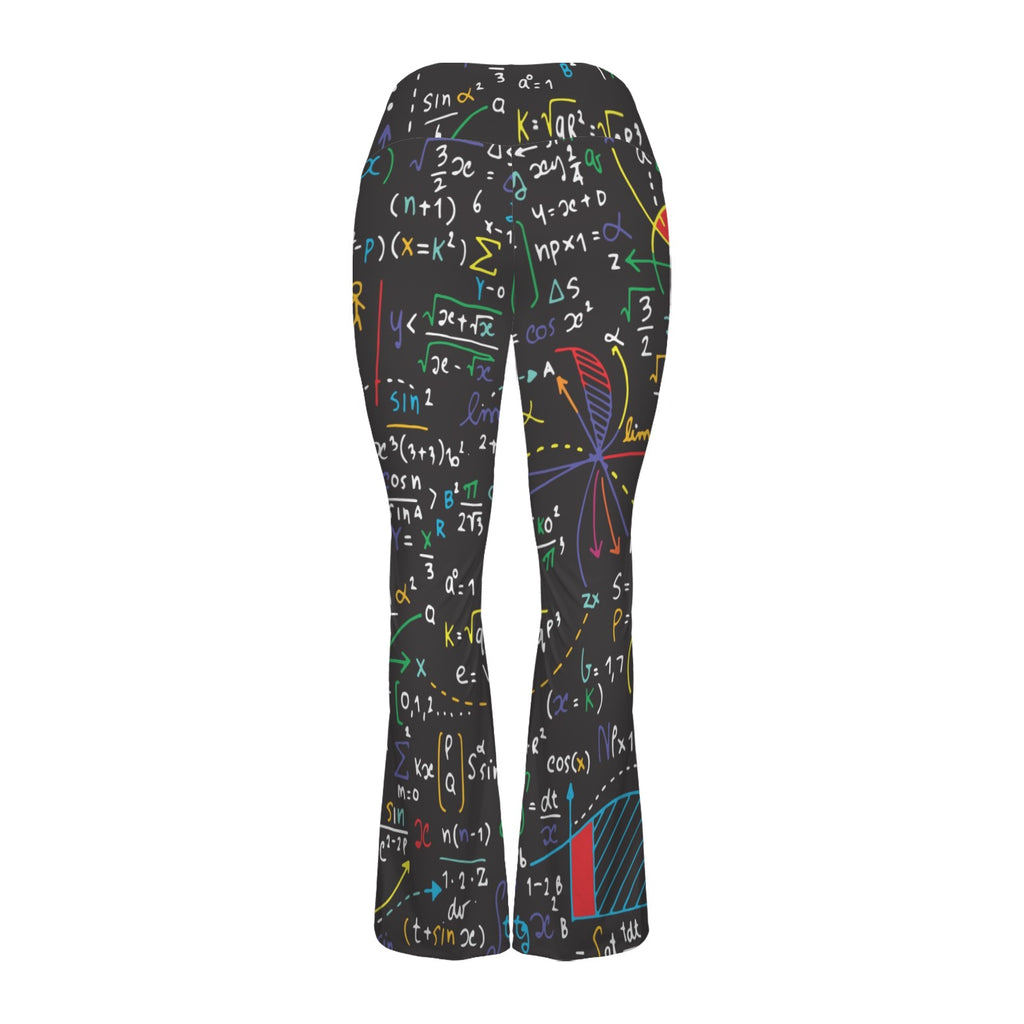 Colourful Maths Formulas High Waist Crossover Tummy Control Flare Leggings High Waist Flare Leggings Maths Printed Offshore