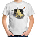 Cat Bass Player - Kids Youth T-Shirt White Kids Youth T-shirt animal Music Printed In Australia